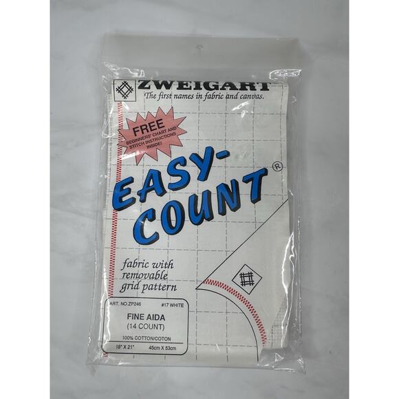 Zweigart 14 Count White Fine Aida Easy Count Pre-gridded Cross Stitch Embroidery - Picture 1 of 2